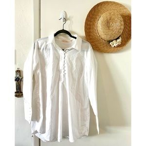 Long Sleeve White Button Up Simple Professional Blouse